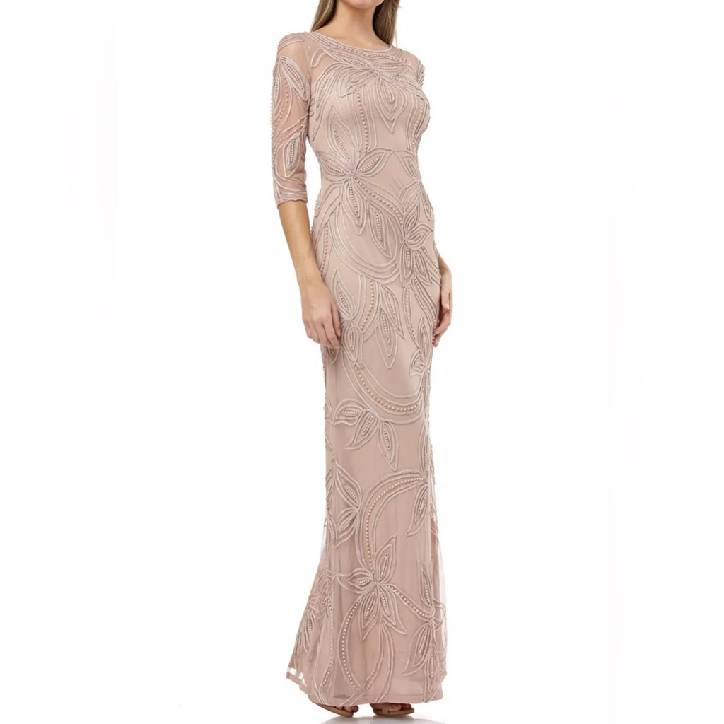 Js Collections Pearl Beaded Soutache Column Gown Size 12